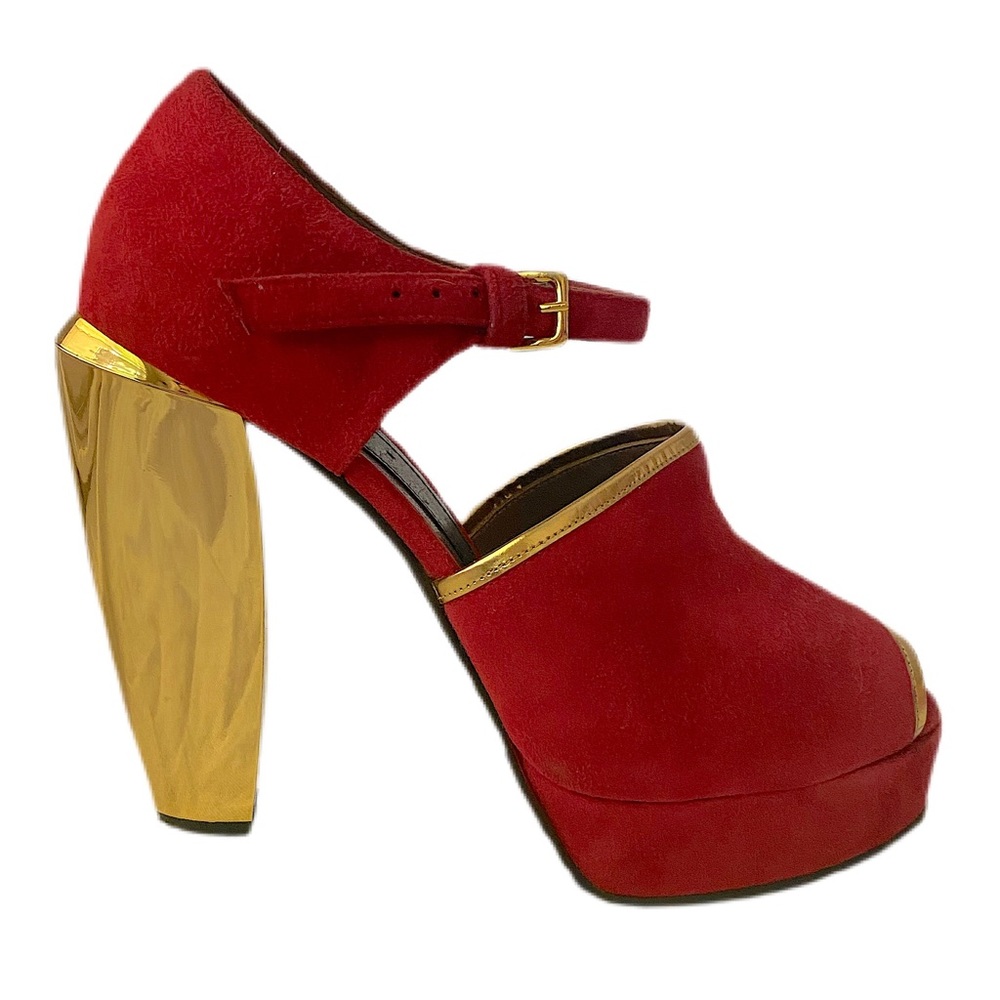 Marni Peep Toe Platform with Mirrored Heel